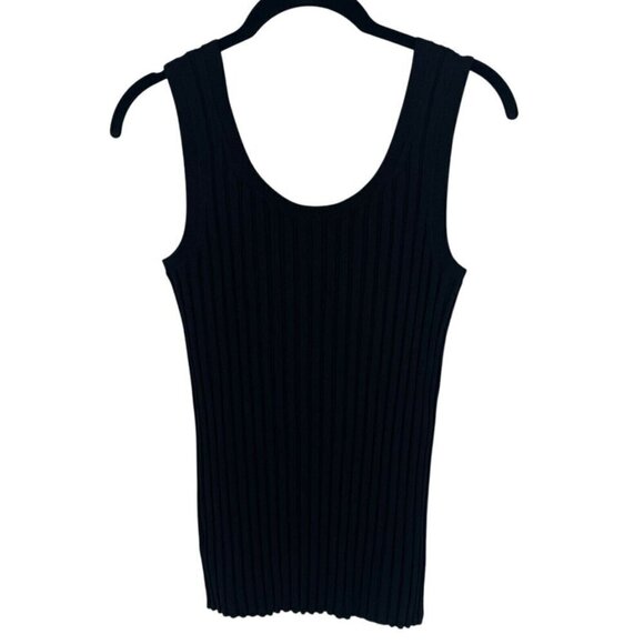 NWT Veronica Beard Sandra Black Rib Stretch Knit Scoop Neck Rayon Tank Top M - Picture 4 of 8